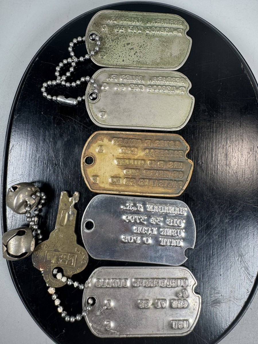 WWII US Military Dog Tags Lot 5 Notched T43 Army Navy Named IDs