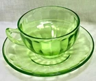 Vintage Federal Glass Uranium Teacup & Saucer