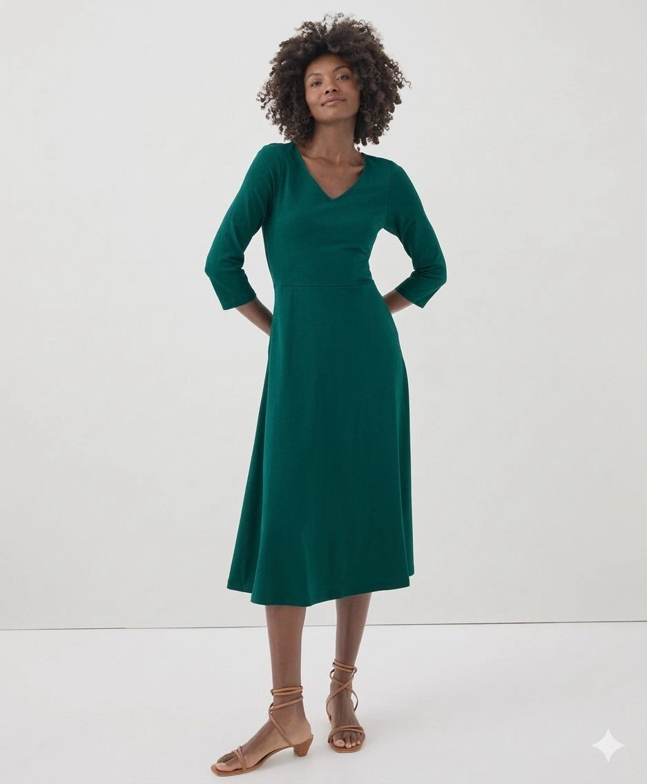 green emerald velvet dress Zip Front Fit and Flare Black Work Dress main image 0
