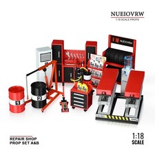 Diorama 1/18 Auto Reparatur Modell Set Garage...