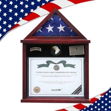 Flag Display Case Military Shadow Box Fits a Folded 3'x5' Army Navy Air Force...