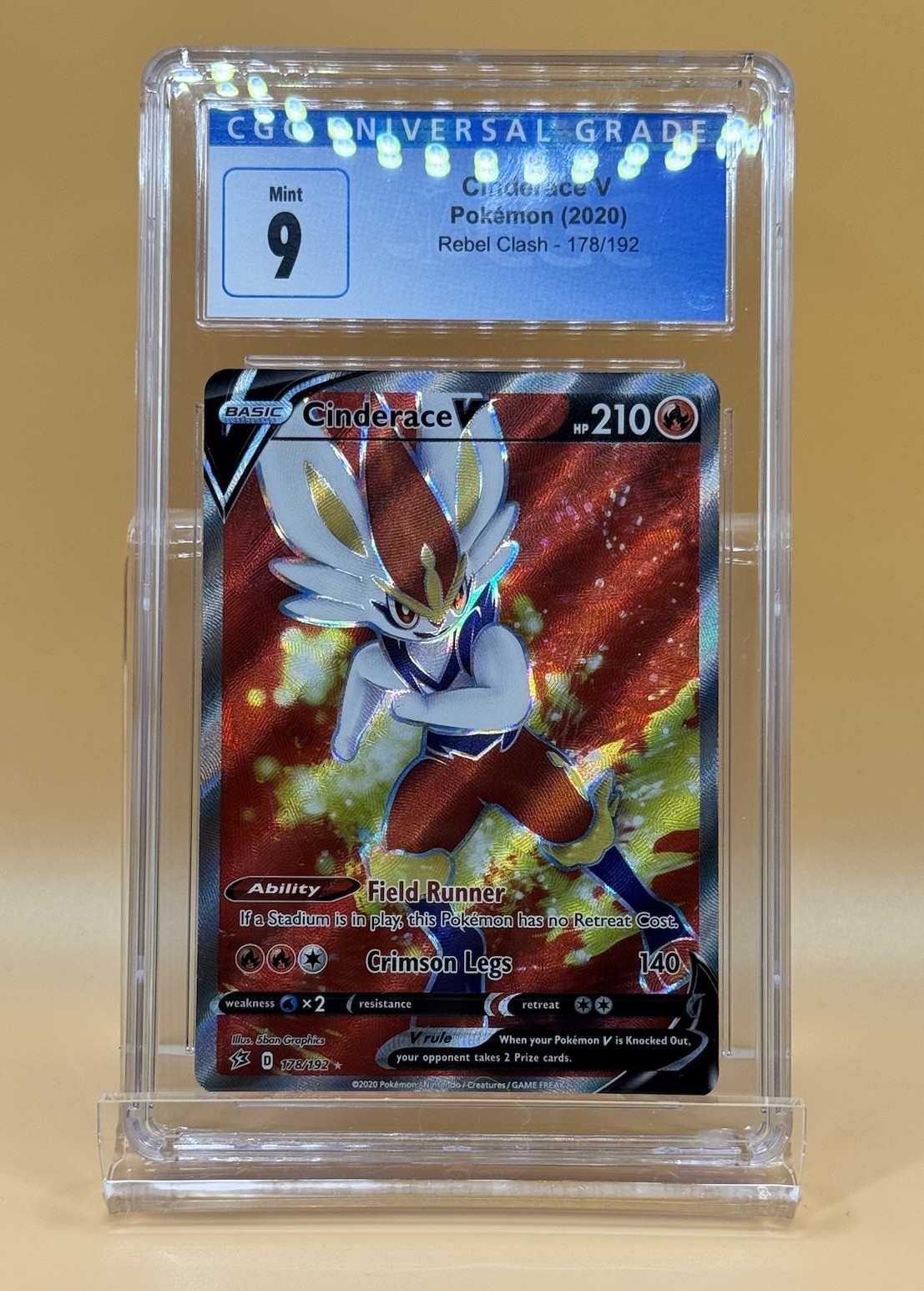 Cinderace V (Full Art)  178/192 Rebel Clash Holo CGC 9