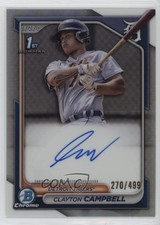 2024 Bowman Chrome Prospect Refractor 270/499 Clayton Campbell #CPA-CCA Auto 2a9