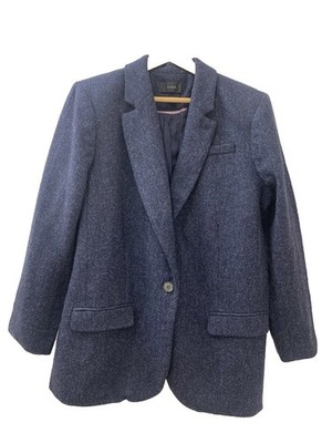 J. Crew Womens Alfie Blazer in Navy English Wool Herringbone Plus Size 16