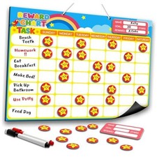 Magnetic Reward Chart for Kids, Customizable Weekly Chores Chart with 1 1 Kid