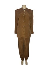 VINTAGE TRAVIS AYERS FOR DRESS BARN TAN 100 SILK PANT SUIT SZ 12