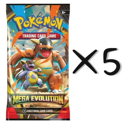 Pokemon TCG Mega Evolutions Booster Packs Lot of 5 New Sealed