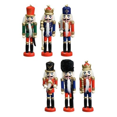 6x Nussknacker Puppe traditionelle Ornamente stehend Nussknacker Miniaturen