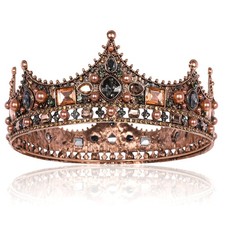 King Crowns for Men - Baroque Vintage Rhinestone Crystal Crown, Men's Full Ki...