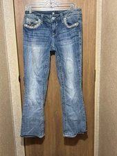 Vigoss The Dallas Slim Bootcut Jeans, Womens Size 9/10, Inseam 31, Embroidered