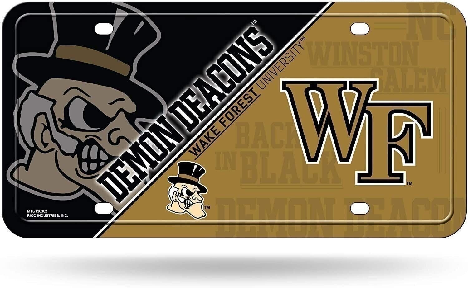 Wake Forest University Demon Deacons Metal Auto Tag License Plate, Split...