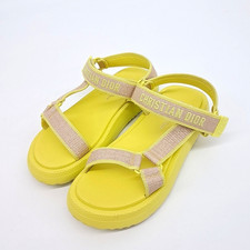 Christian Dior D-Wave Sandals Yellow Beige Women's Shoes