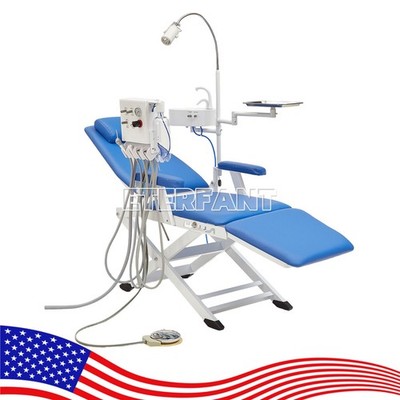 Portable Dental Adjustable Folding Chair+Air Turbine Unit+Dentist LED Exam Light