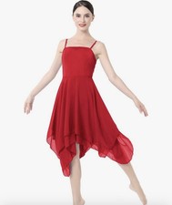 ODASDO Lyrical Dance Dress Costume Women s US Size XS Red Dance Ballet Chiffon