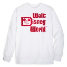 Disney Walt Disney World White Fuzzy Fleece Embroidered Sweatshirt Small
