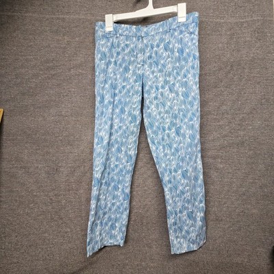 Sharagano Blue White Abstract Swirl Print Straight Leg Pants Size 6 Career