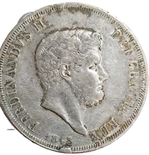 NAPLES Ferdinand II of Bourbon, 1830-1859. 120 Grain Plate 1843. Ag BB+