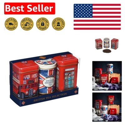 Experience British Heritage: Mini Tea Tins with Loose Leaf English Breakfast Tea