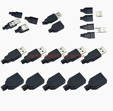USB 2 Type A Male Female USB 4Pin Plug Socket Connector With Black Plastic Cover