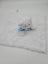 Baby Ganz Security Blanket White Bear Plush Lovey Blue Bow 12  Stuffed Toy