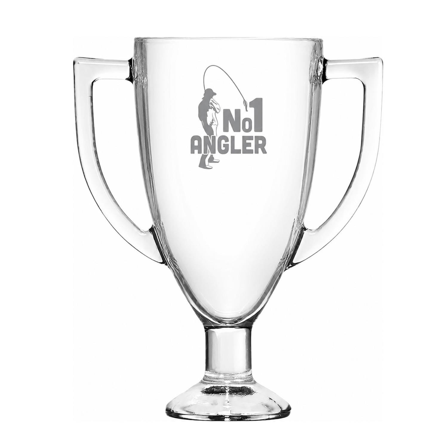 No 1 Angler Fishing Trophy Pint Glass Clear