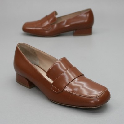 M. Gemi 36 Ladies 6 Scuola Carmel Brown Leather Block Heels Dress Shoes Italy