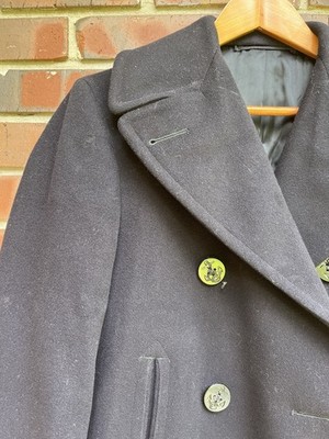 Incredible Navy Issued Peacoat 34R Fully Lined Wool Coat Kersey