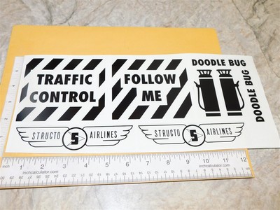 Structo Ride On Doodle Bug Airport Traffic Control Jeep Sticker Set ST-133