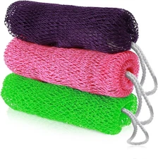 3 Pcs African Bath Sponge, Loofah Exfoliating Body Scrubber Net Sponge Back Scru