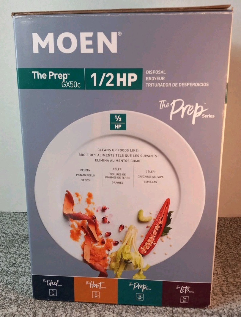 NEW Moen The Prep GX50c 1/2 Horsepower Garbage Disposal with Sound Reduction