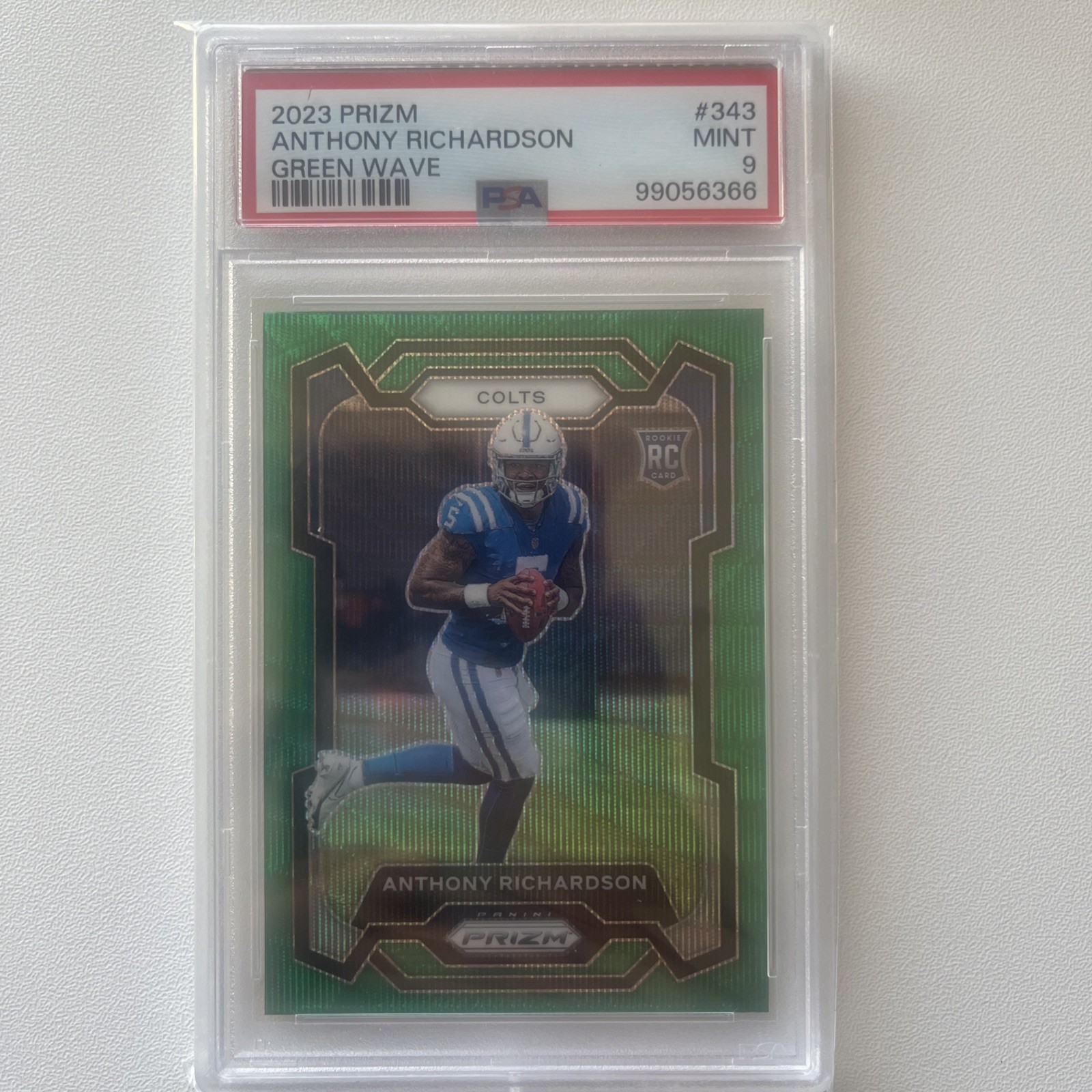 2023 Panini Prizm - Rookies Anthony Richardson #343 Green Wave Prizm PSA 9 RC
