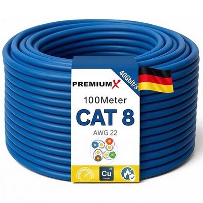 CAT 8 100m Netzwerkkabel Simplex LAN Internet Kabel Ethernet Datenkabel Eca Cat8