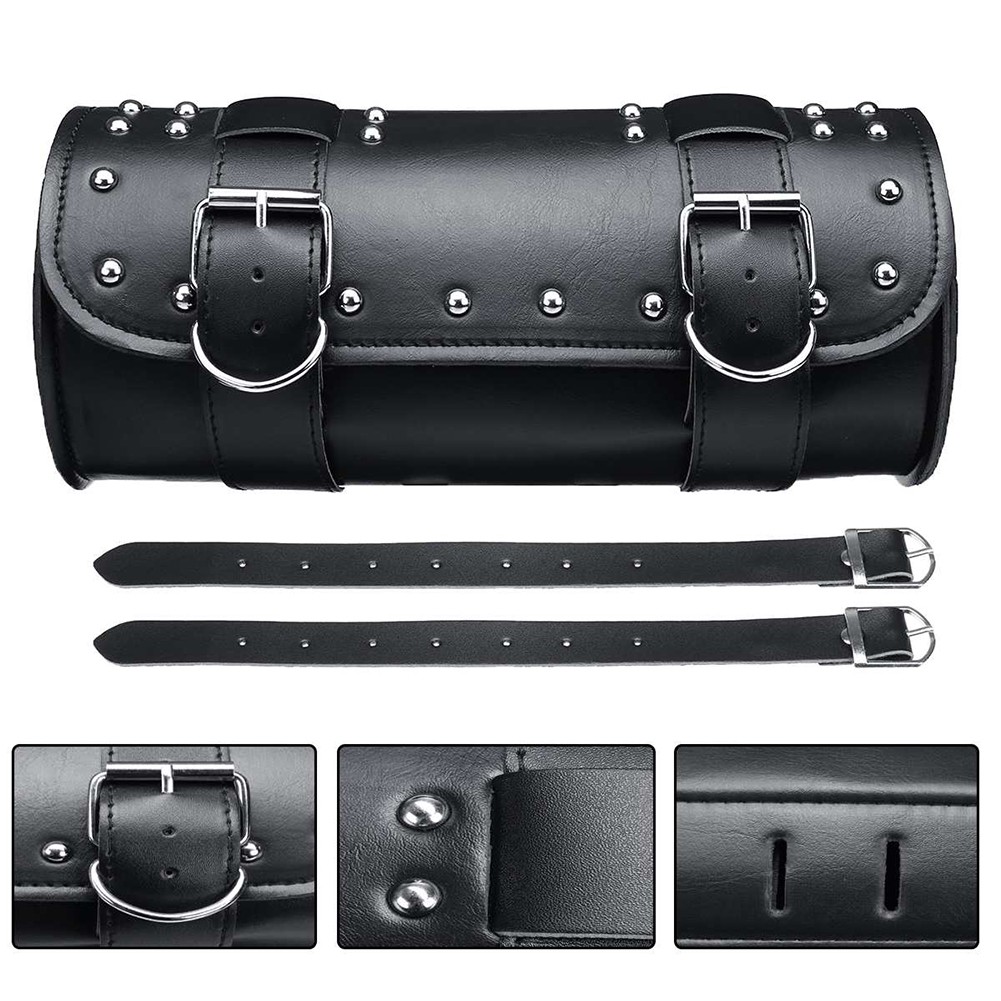 Motorcycle Front Fork Tool Bag SaddleBag Storage Pouch Luggage Handlebar Leather
