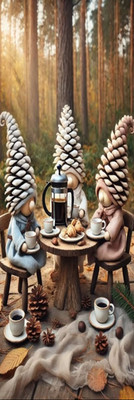 OLD WORLD PINE CONE FOREST PEOPLE/BUTTERLIES,DOGS,FAIRIES-BOOKMARKS- WITH TASSEL