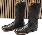 Cuadra Mens Atlantic Black Sand Caiman Embroidery Laser Boot CU745 US Size 10 EE