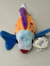 Vintage Beanie Babies Lips The Rainbow Fish Tag And Protector Attached.
