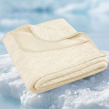 Cooling Blanket for Hot Sleepers, Queen Size, Lightweight Summer Beige 90x90