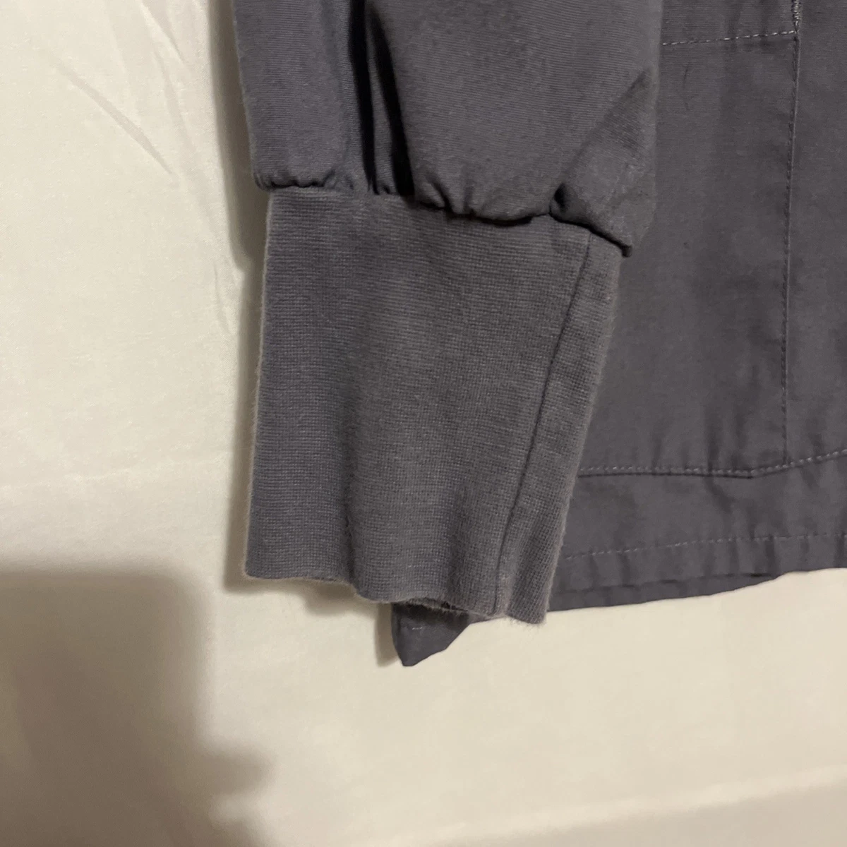 Landau Grey Snap Close Scrub Coat Jacket Large