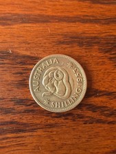 1953 Australia 1 Shilling Silver Coin