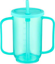 Turquoise Adult Sippy Cups 12 Oz with 2 Handles - Spill Proof for Elderly