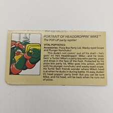 Vintage TMNT Ninja Turtles Headdroppin' Mike Cardback Portrait File Card Bio