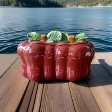 Apples Ceramic Cookie Double Apples Storage Large Decorative Canister 