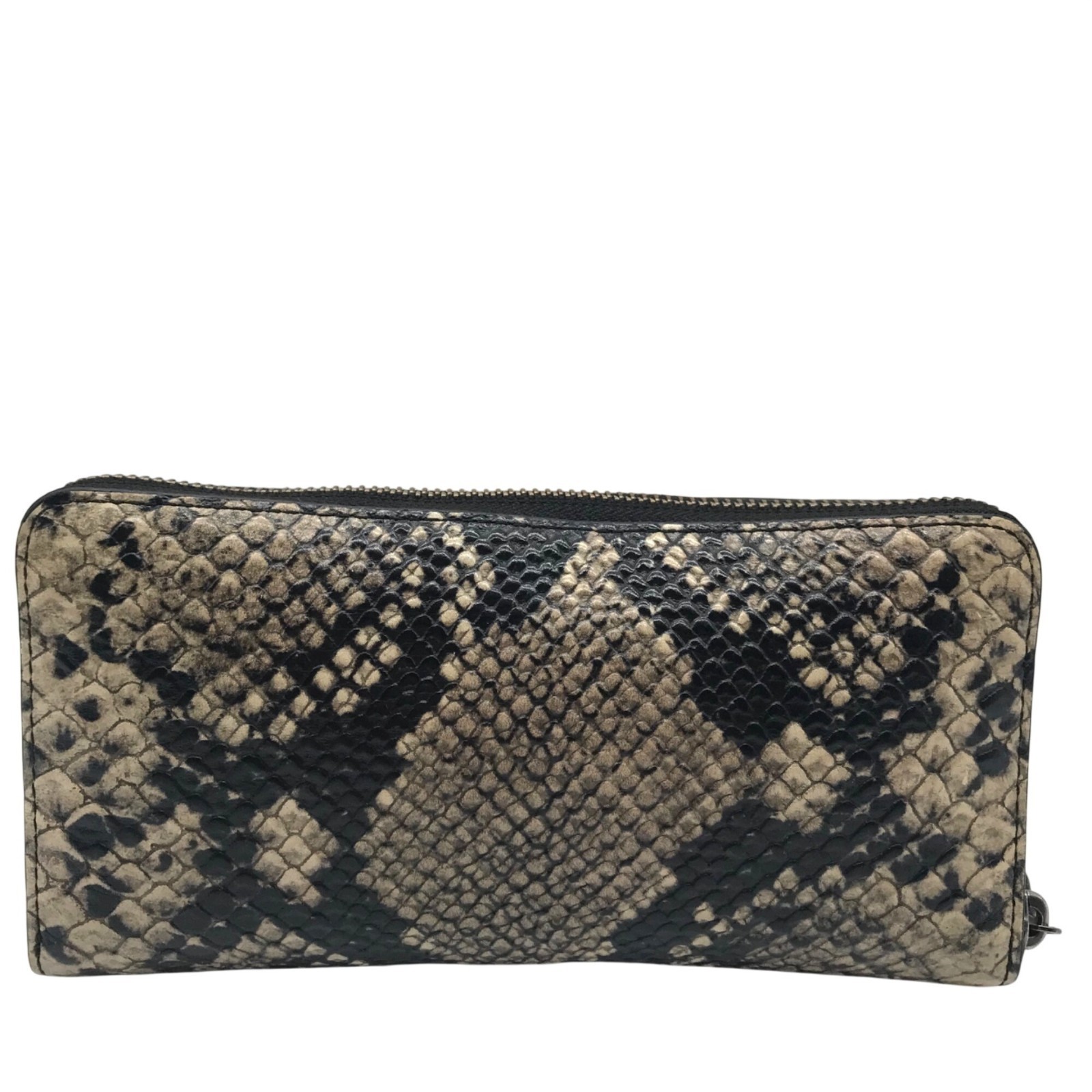 Coach Beige Python Embossed Leather Accordion Zip… - image 2