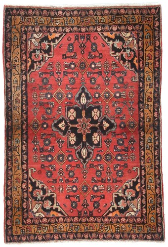 Vintage Handmade Red Oriental Rug 3'7X5'3 ft Tribal Floral Design Decor Carpet - 第 1/11 張圖片