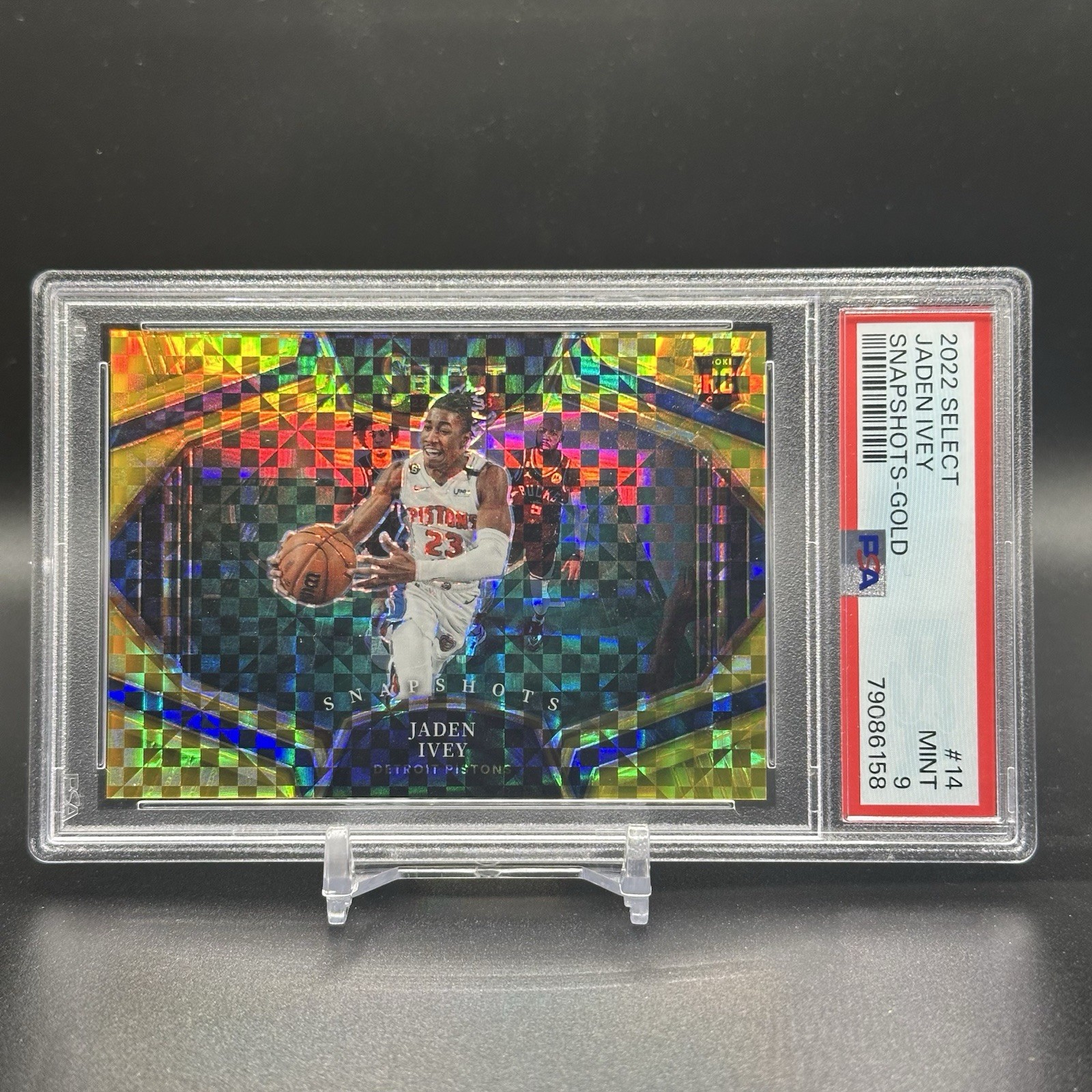 2022-23 Panini Select Snapshots Jaden Ivey Gold Prizm RC /10 PSA 9 Pistons 🔥