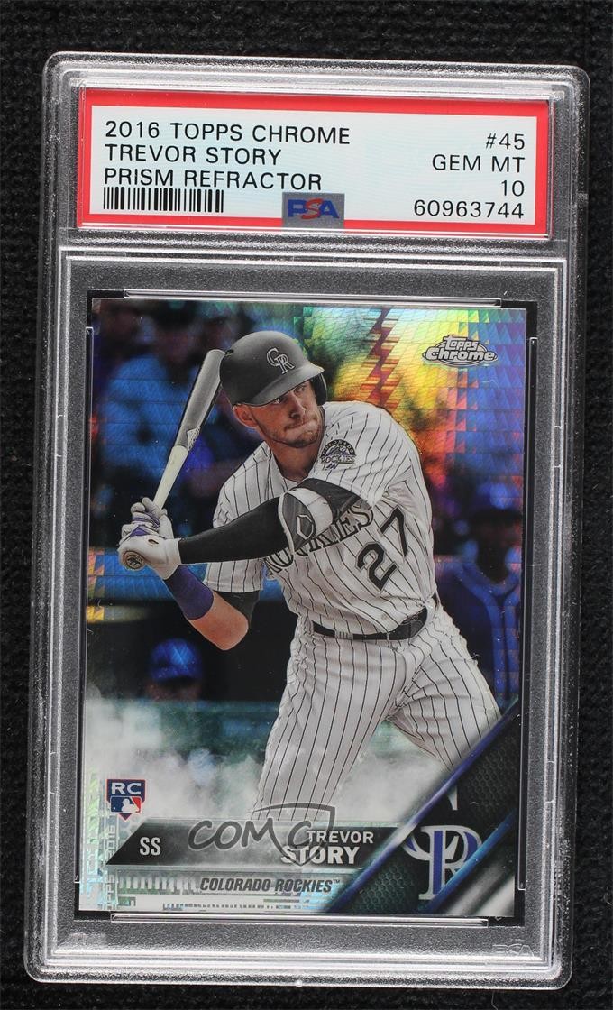 2016 Topps Chrome Prism Refractor Trevor Story #45 PSA 10 GEM MT Rookie RC 11ff