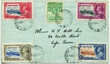 1935 Silver Jubilee Basutoland set on cover to Cape Town