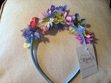 Adorable Multi Colored Flower Blue Headband Hair Accessory NEW