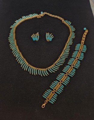 * SALE * Trifari INSPIRED Faux Turquoise Necklace Bracelet And Earring Set