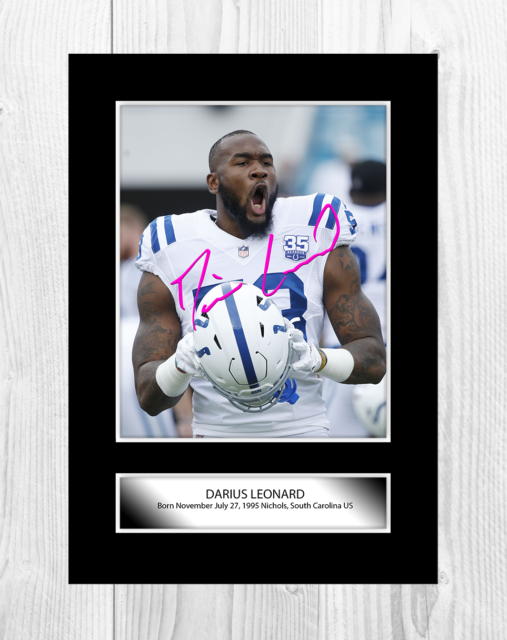 Darius Leonard (2) NFL Indianapolis Colts signed poster. Choice of frame.